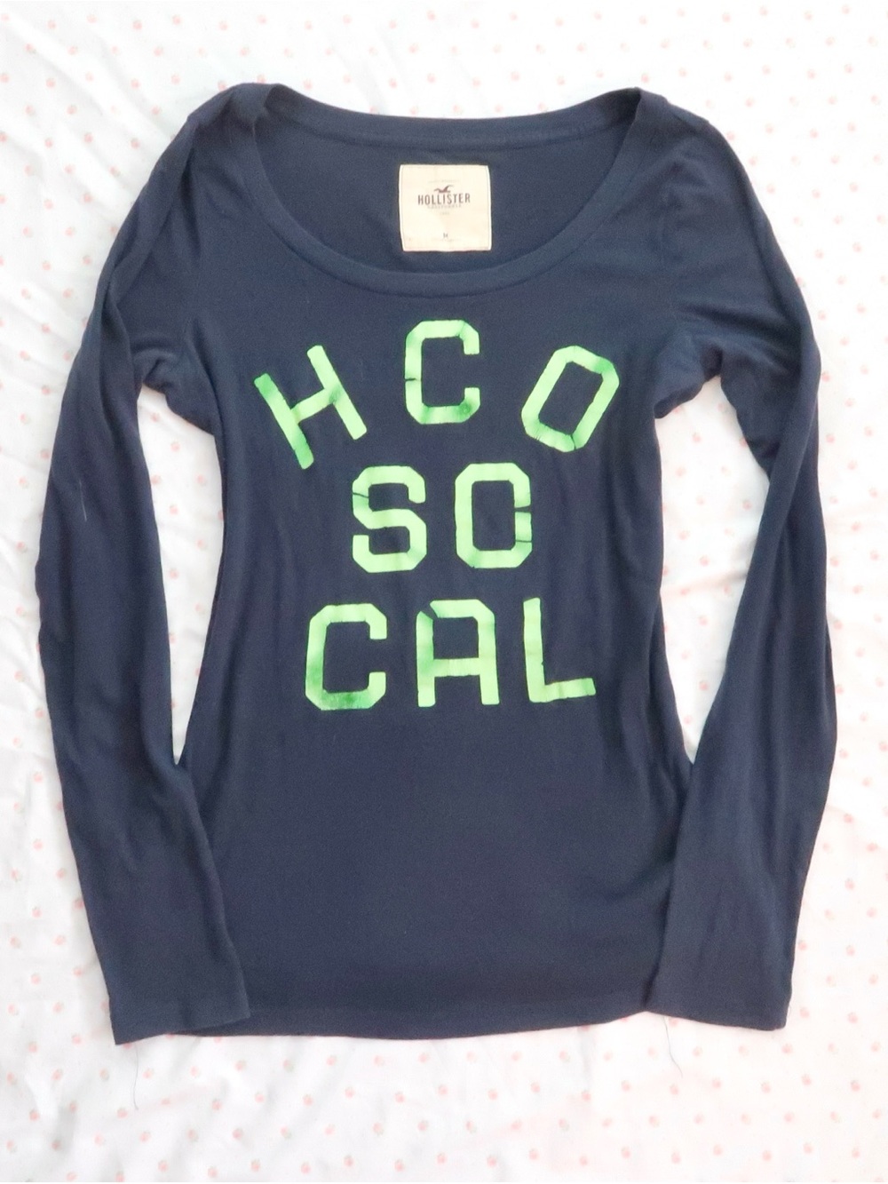 y2k hollister hco socal green graphic long sleeve top